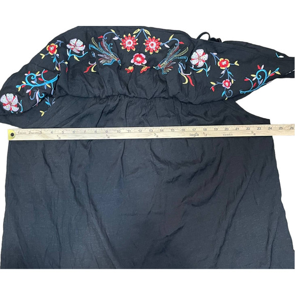 Savanna Jane Off‎ the Shoulder Blouse Plus Sz 3x Black Embroidered Floral Boho - Picture 12 of 14